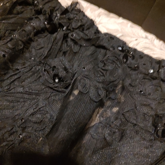 🕷️🖤🕷️ Beautiful Handmade Black Beaded Floral Ribbon Sheer Organza Skirt - M - Picture 14 of 16
